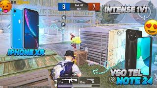 New Device Vgo Tel Note 24  | Intense 1vs1 TDM With iPhone XR Player  | 40FPS vs 60FPS Pubg Test