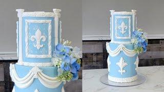 BRIDGERTON ARCHITECTURE CAKE | Regency Era Swag Cake | Using New Tool to Easily Mark Swag Placement