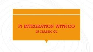 FI   CO Integration in Classic GL