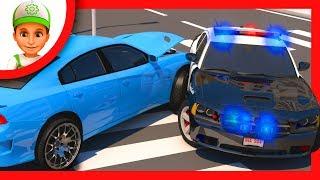 Cars. Police and Handy Andy chase to bandit - Cartoons Video