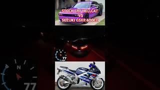 Challenger hellcat vs Suzuki Gsxr600#dodge#hellcat#srt#suzuki#suzukigsxr#gsxr#shorts#ytshorts#speed