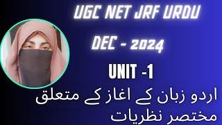 ugc net jrf Urdu paper 2024||اردو زبان کے اغاز کے متعلق مختلف نظریات