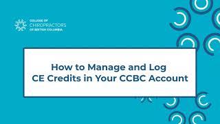 How to Manage and Log Your CE Credits in Your CCBC Account