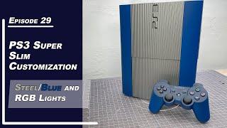 PS3 Super Slim Customization - Steel/Blue and RGB Lights mod