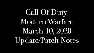 Call of Duty: Modern Warfare Update/Patch Notes! March 10, 2020