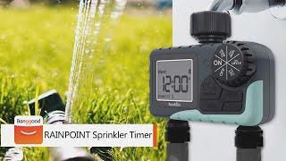 RAINPOINT Sprinkler Timer Automatic Irrigation System Outdoor Water Timer 2 zones Hose Faucet