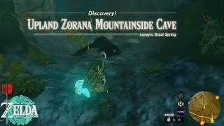 Legend of Zelda TOTK - Exploring & Hidden Cave "Upland Zorana Mountainside Cave" - Great Spring