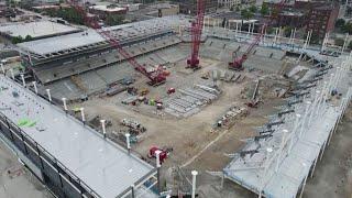 Drone captures progress of St. Louis City SC stadium construction