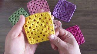 TEK RENK HANIMDİLENDİ MOTİFİ NASIL ÖRÜLÜR? - CROCHET GRANNY SQUARE