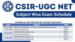 CSIR NET Update: Subject Wise Exam Schedule