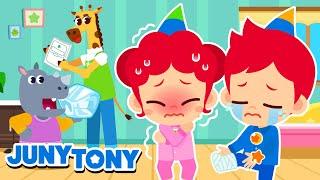 JunyTony Are Feeling Sick  | Which Animals Came to Visit? | Sick Song | Kids Songs | JunyTony