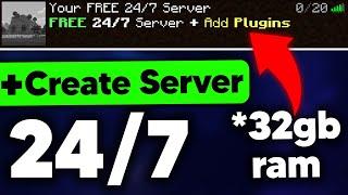 How to Make a FREE 32gb RAM 24/7 Minecraft Server + Add Plugins