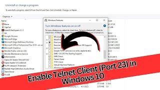 Enable Telnet Client (Port 23) in Windows 10