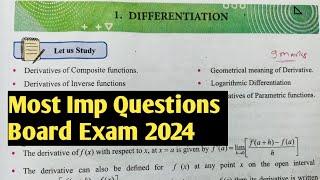 Most IMP Questions Differentiation Class 12th  for Board exam 2024   Maths 2