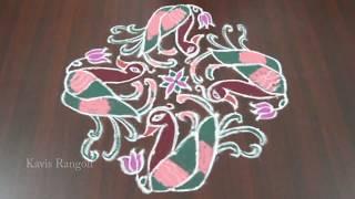 Creative Dove Rangoli with 9x9 Dots