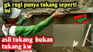 tukang bangunan skill dewa cara plester dinding cepat rapi dan lurus.cara kerja profesional