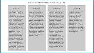 How To Make Equal Height Columns Using jQuery