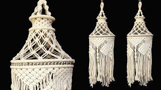 Macrame Hanging Lamp Shade Tutorial | DIY Home Decor Chandelier  | Красивый Макраме Фонарь/Абажур