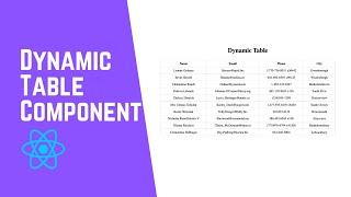 Create Dynamic Table Component in React