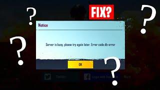 BGMI SERVER IS BUSY DB ERROR PROBLEM | HOW TO FIX BGMI SERVER IS BUSY DB ERROR PROBLEM | LOGIN ISSUE