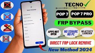 Tecno Pop 7 / Pop 7 Pro FRP Bypass Android 12 New Update 2024 | Tecno BF6/BF7 Google Account Bypass