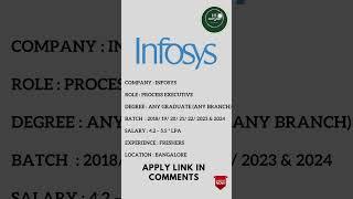 Infosys Bulk Hiring 2023 | For Process Executive #infosys  #youtubeshorts #interview#itjobs#jobs2023