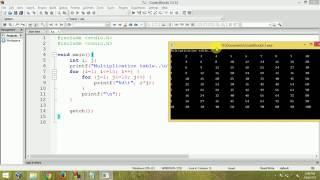 C Programming - Multiplication table using nested for loop