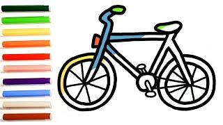Рисунок и раскраска для детей. Как нарисовать Велосипед. Самокат. Учим цвета.