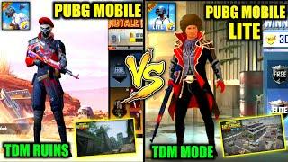 PUBG Mobile Lite Vs PUBG Mobile Comparison || TDM Ruins Vs TDM mode