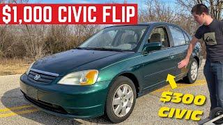 Can I MAKE $1,000 Flipping This Honda Civic In ONE Day?