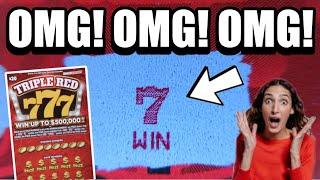 Shocking BIG WIN Caught LIVE On Camera! Triple Red 777 Lottery Ticket Scratch Off!