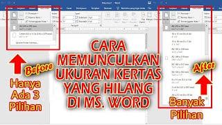 CARA MEMUNCULKAN UKURAN KERTAS YANG HILANG DI MICROSOFT WORD HANYA ADA 3 (A4, LETTER, CUSTOM SIZE)