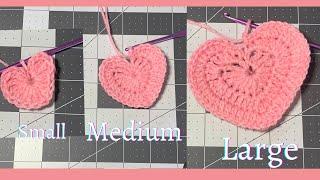 How To Crochet a Small, Medium, and Large Heart/ Easy Heart Crochet