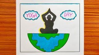 International Yoga Day Drawing / Yoga Day Poster Drawing / How to Draw Yoga Day Poster Drawing