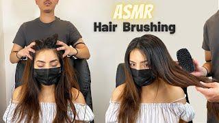 ASMR-hair play with mika ,Hair Brushing,Scalp treatment,Scalp Massage on Real Head(No Talking)