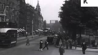 1946 Edinburgh Street Scenes and Station, 1940s UK Archive Footage
