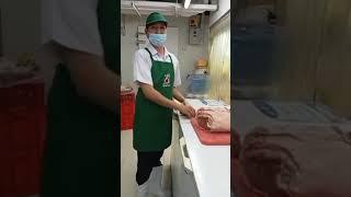 Breaking Pork Half Carcass and Hamleg Deboning Sample Video - Francis Tanguin