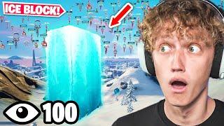 100 Players Only Land At The ICE BLOCK In Fortnite! (Winterfest Update)