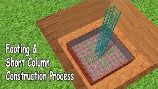 Footing & Column Construction Process | Step by Step | Rebar Placement