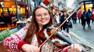 Feliz Navidad Violin Street Performance - Holly May Violin Cover