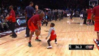 NBA MOMENTS - Kobe Bryant plays Zaire Wade and Chris Paul Jr. @ 2016 All-Star Game