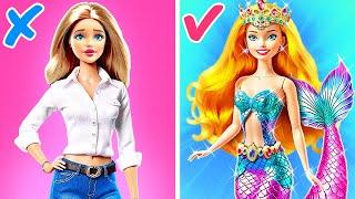 From Barbie  to Mermaid Queen  Magical Doll Makeover and DIY Craft Ideas!