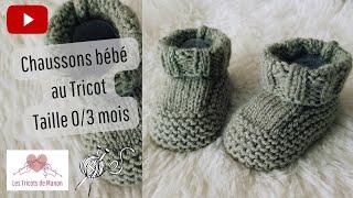 Chaussons bébé au Tricot - Taille 0/3 mois ‐