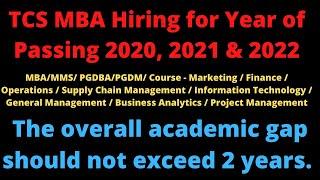 TCS MBA Hiring for Year of Passing 2020, 2021 & 2022 | jobs for fresher | jobs for management