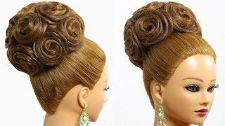 Hairstyle for long hair tutorial. Bridal updo with extensions