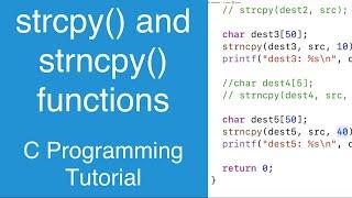 strcpy() and strncpy() functions | C Programming Tutorial