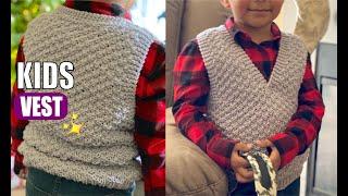 Boys/Girls Vest / How to knit - EASY AND FAST - BY LAURA CEPEDA