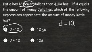 Writing A Simple Algebraic Expression From A Word Problem