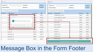 How to Create Message Box in the Form Footer