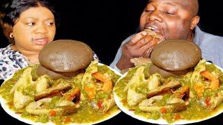 couple's game gone wrong | Asmr mukbang okra pepper soup and pounded yam fufu eating sound